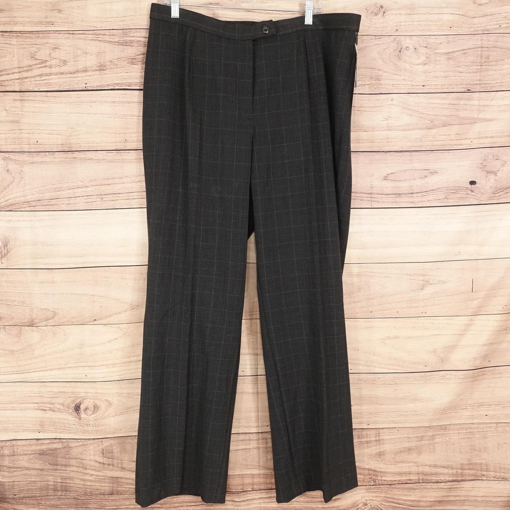 New! Worthington Pants Womens 18W Gray Plaid Dress Straight Stretch 38x30